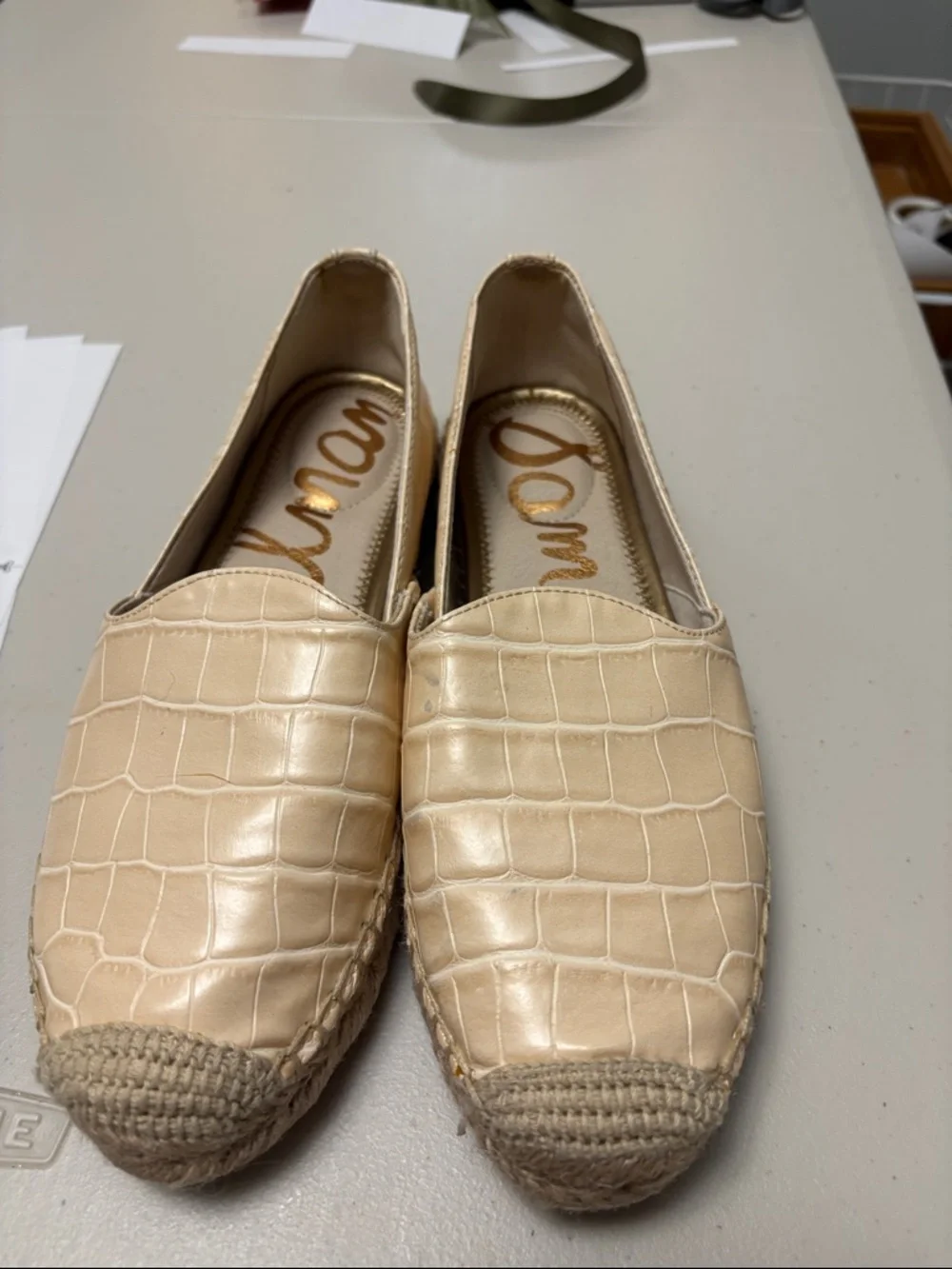 Sam Edelman Women's Kesia Creme Leather Slip On Loafer Espadrilles Shoes 7.5